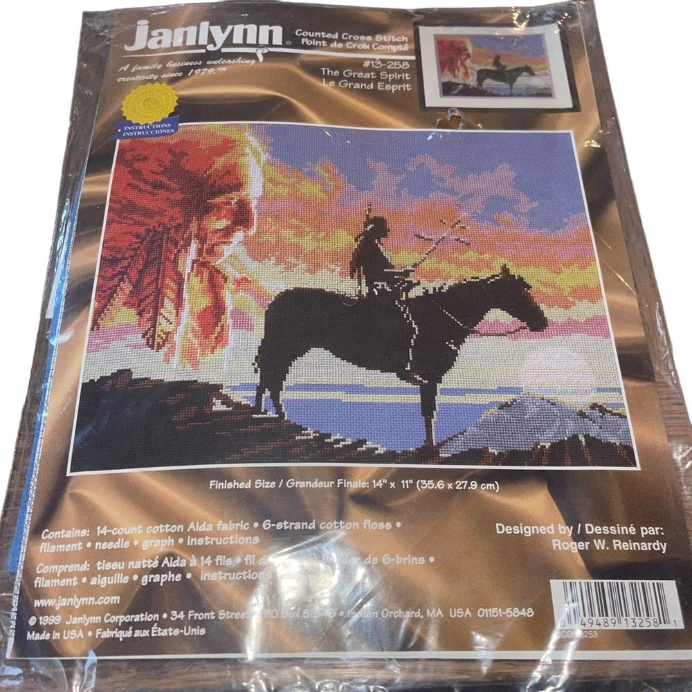 Vntg Janlynn The Great Spirit Southwest Counted Cross Stitch Kit 13-258 New